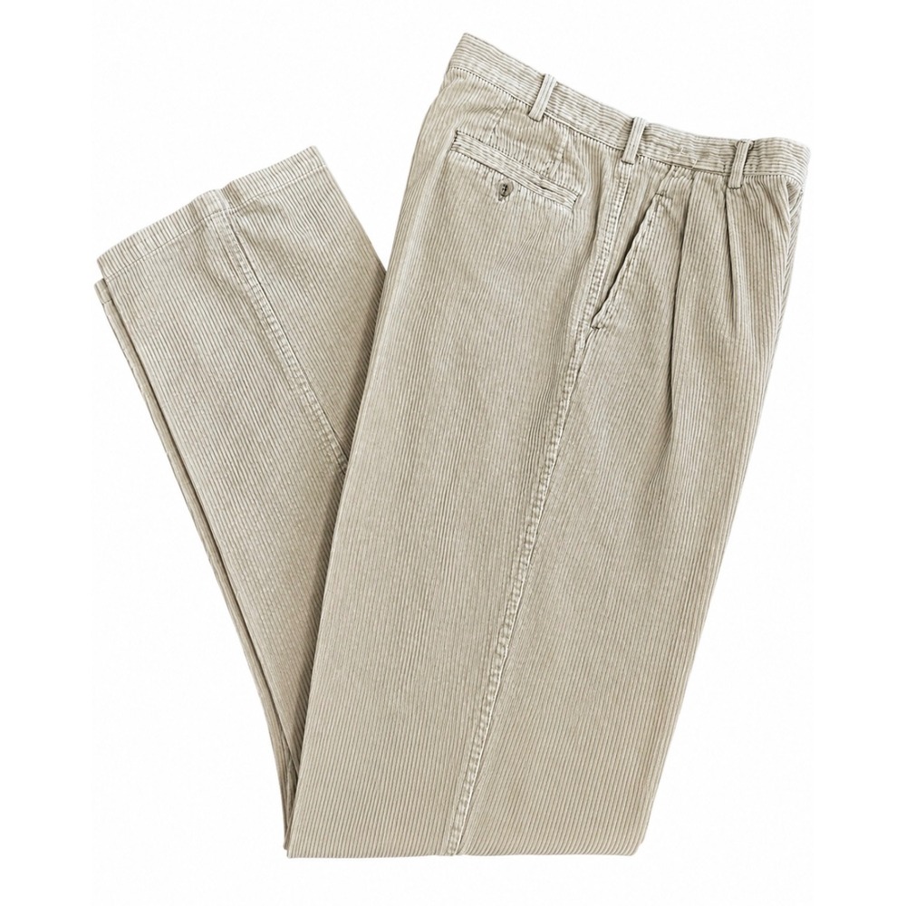 Pendleton Men's 32x33 Tan Beige Corduroy Pleated‎ Pants Cotton Classic Fit